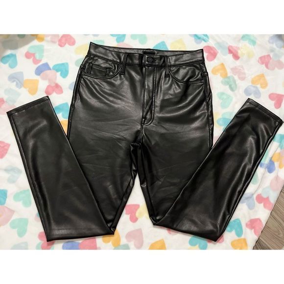 MOTHER The Super Swooner Faux Leather Skinny Pants Size 30 - Picture 6 of 16